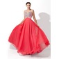 A-Line/Princess Sweetheart Floor-Length Tulle Charmeuse Prom Dress With Beading (018004812) A-Line/Princess Sweetheart Floor-Length Tulle Charmeuse Prom Dress With Beading (018004812)