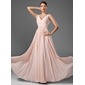 A-Line/Princess V-neck Floor-Length Chiffon Prom Dress With Ruffle (018005068) A-Line/Princess V-neck Floor-Length Chiffon Prom Dress With Ruffle (018005068)